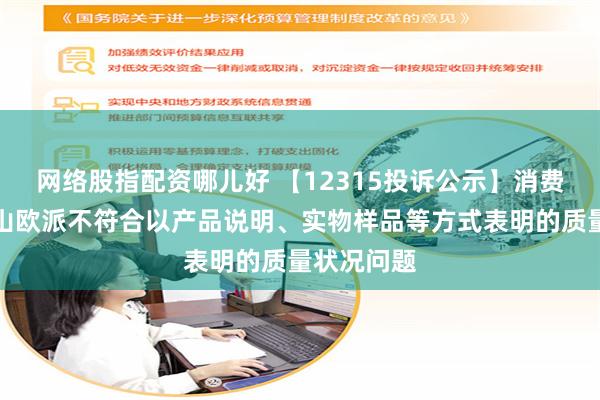 网络股指配资哪儿好 【12315投诉公示】消费者投诉江山欧派不符合以产品说明、实物样品等方式表明的质量状况问题